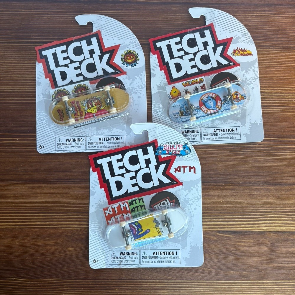 Tech Deck Fingerboards Lot of 3 New Sealed ATM World Industries Grimple Stix